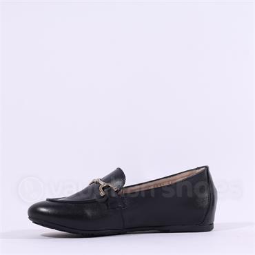 Wonders Grace Hidden Wedge Link Loafer - Black Leather